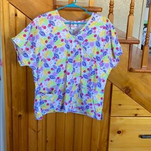 Leaf designed Izzy scrub top.